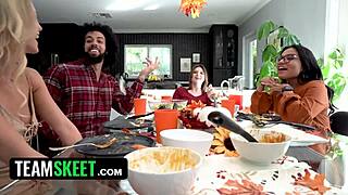 these grateful girls give thanks with orgy licks and rides