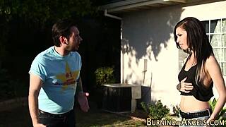 Alternative emo goth slut takes massive facial after punk blowjob