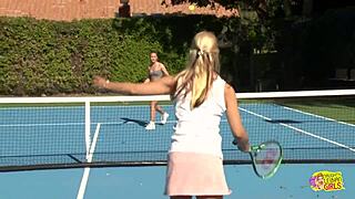 Two busty tattooed lesbian milfs start fingering at the pool then fuck wildly outdoors