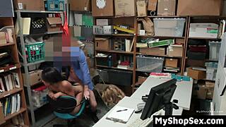 i blackmail the tight shoplifter into my office for wild cowgirl ride