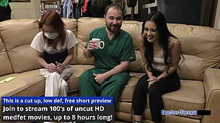 dr tampa gives blaire celeste university entrance physical with shaved pussy spread and nipple piercings