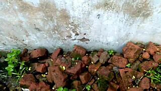 Aunt bent over for rough anal creampie in jungle by huge cock