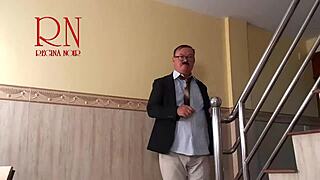 plumber tempts horny housewife while clueless cuck watches kitchen teasing unfold