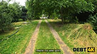 debt payment turns into intense outdoor deepthroat cowgirl ride