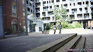 classy european juggs babe takes monster cock spunk outdoor