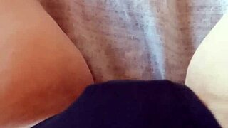 Gretala's hairy bush peeks from sexy black slip wow!
