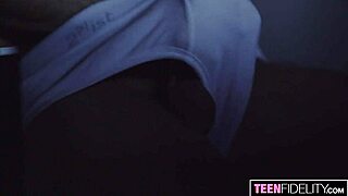 shaved teen kyler quinn rides chad cowgirl to creampie explosion