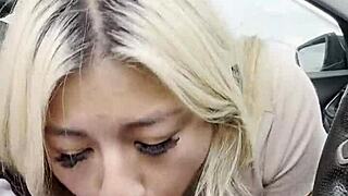 this stranger hops in my car for a wet blowjob and massive cum swallow