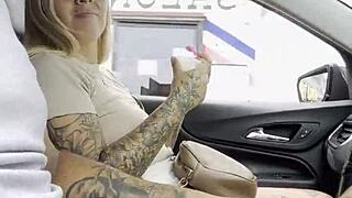 this stranger hops in my car for a wet blowjob and massive cum swallow