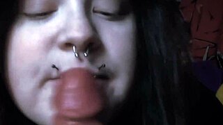 goth chick slurps her huge 9-inch dildo deep 😈