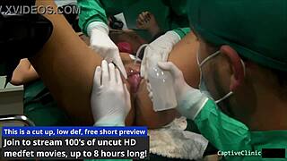 blindfolded alexis grace moans as nurse toys her big tits in hospital bondage