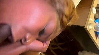 Ebony BBW Ditches Phone For Deepthroat Suck On Big Black Monster Cock