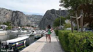 busty anissa kate and olivia del rio dive into poolside lesbian kissing and pussy licking