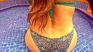 Latina milf big ass takes stranger's hard cock poolside publicly