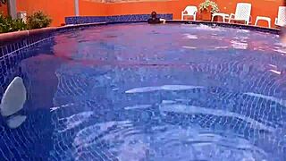 Latina milf big ass takes stranger's hard cock poolside publicly