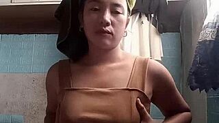 that cute asian girl next door teases her petite body in see through lingerie so invitingly