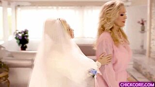 gorgeous 18+ bride carolina sweets indulges in hot lesbian play with mature julia ann 👅💋