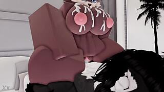 he bends the hot furry roblox girl over for deep doggystyle creampie pounding