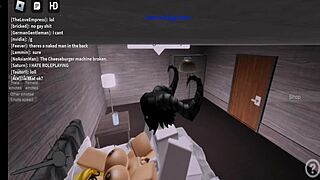 Blonde milf with big tits fucked by monster cock on roblox