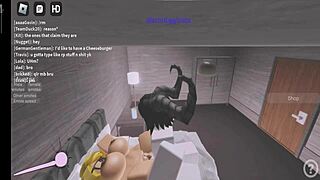 Blonde milf with big tits fucked by monster cock on roblox