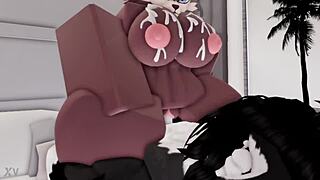 he bends the hot furry roblox girl over for deep doggystyle creampie pounding