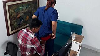 Steamy latina babe devours throbbing cock hungrily.