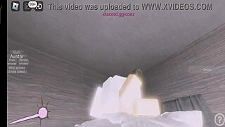 Blonde milf with big tits fucked by monster cock on roblox