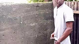 escort de rose demonstrates prostate pee technique outdoors