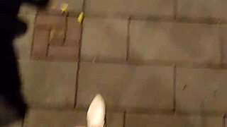 Shemale Ting Xuan pees publicly then strokes skirt-off