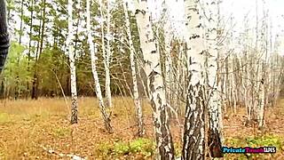 Every young stud dreams of chubby mature milf in lingerie for rough outdoor forest quickie fuck!