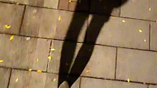 Shemale Ting Xuan pees publicly then strokes skirt-off