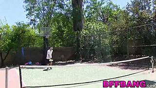 Two adorable naughty teens drilled outdoor doggystyle pov to facials