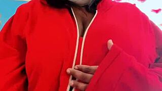 shyguy cosplay with massive oiled boobs sucking huge cock