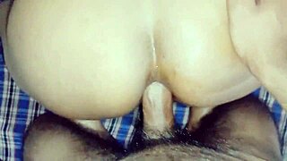 Indian babe rides big cock anal until creamy creampie fills her tight ass!