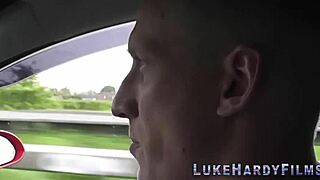 Hey check out this busty tattooed british brunette in glasses sucking monster cock and fucking hard