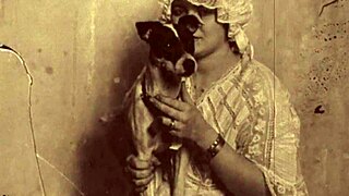 Dark Lanterns Vintage Beauty Exposes Hairy Pussy and Natural Tits