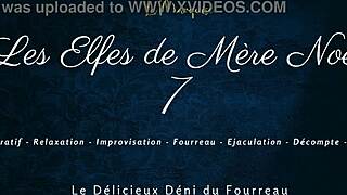 French femdom elves tease denial in holiday sheath play