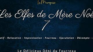 French femdom elves tease denial in holiday sheath play