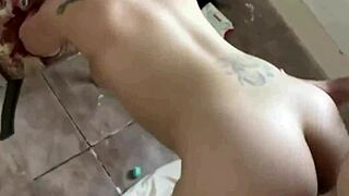 Young Slut Cheats Riding Older Man's Cock at Trap House