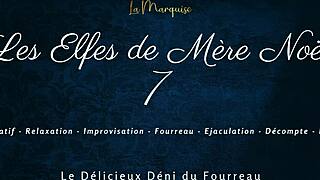 French femdom elves tease denial in holiday sheath play