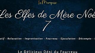 French femdom elves tease denial in holiday sheath play