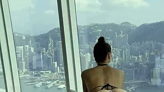 Watch lovely Monika Fox unwind poolside in her teasing homemade brunette showcase