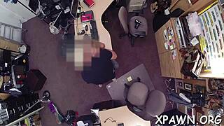 Real couple fucks rough doggystyle bent over in shop