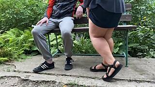 Voyeur Peeps Curvy Milf's Dripping Wet Pussy Bent Over