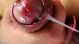 Shemale Strokes Monster Cock to Explosive Close-Up Orgasm