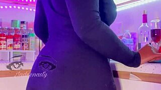 Ms Bulma Briefs Teases with Kitchen Squirting Tit Show