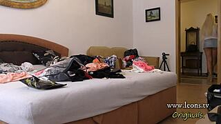 i'm so horny trying on this tight lingerie at the party... wedgie panties slipping off my college pussy