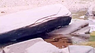 housewife enjoys outdoor waterfall bathing session filled with teasing dirty talk and natural big tits reveal