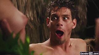 Shemales Rim And Bareback Horny Castaway On Their Island