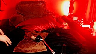 Shemale's Tiny Cock Plugs Massive Ass Pussy Solo Toy Fuck!